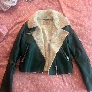 Emerald Green Sterling Lined Biker Jacket